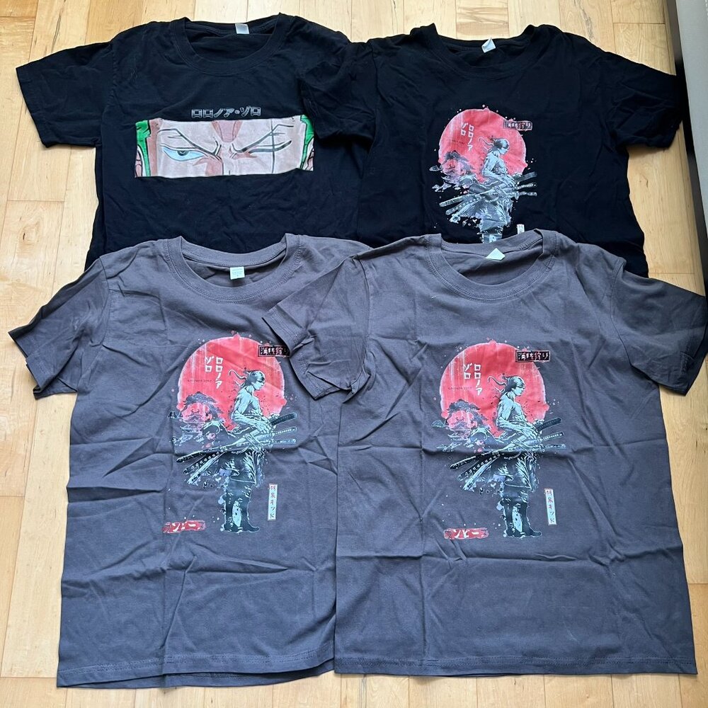 4x One Piece Anime Manga Roronoa Zoro 100% Cotton Short Sleeve T Shirt Tees XL S